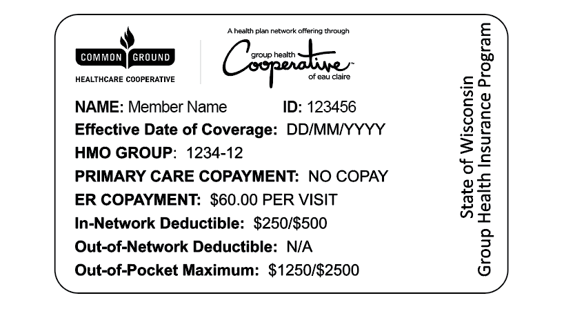 Common Ground Healthcare ID Card Front STate Employee Group Health Cooperative2
